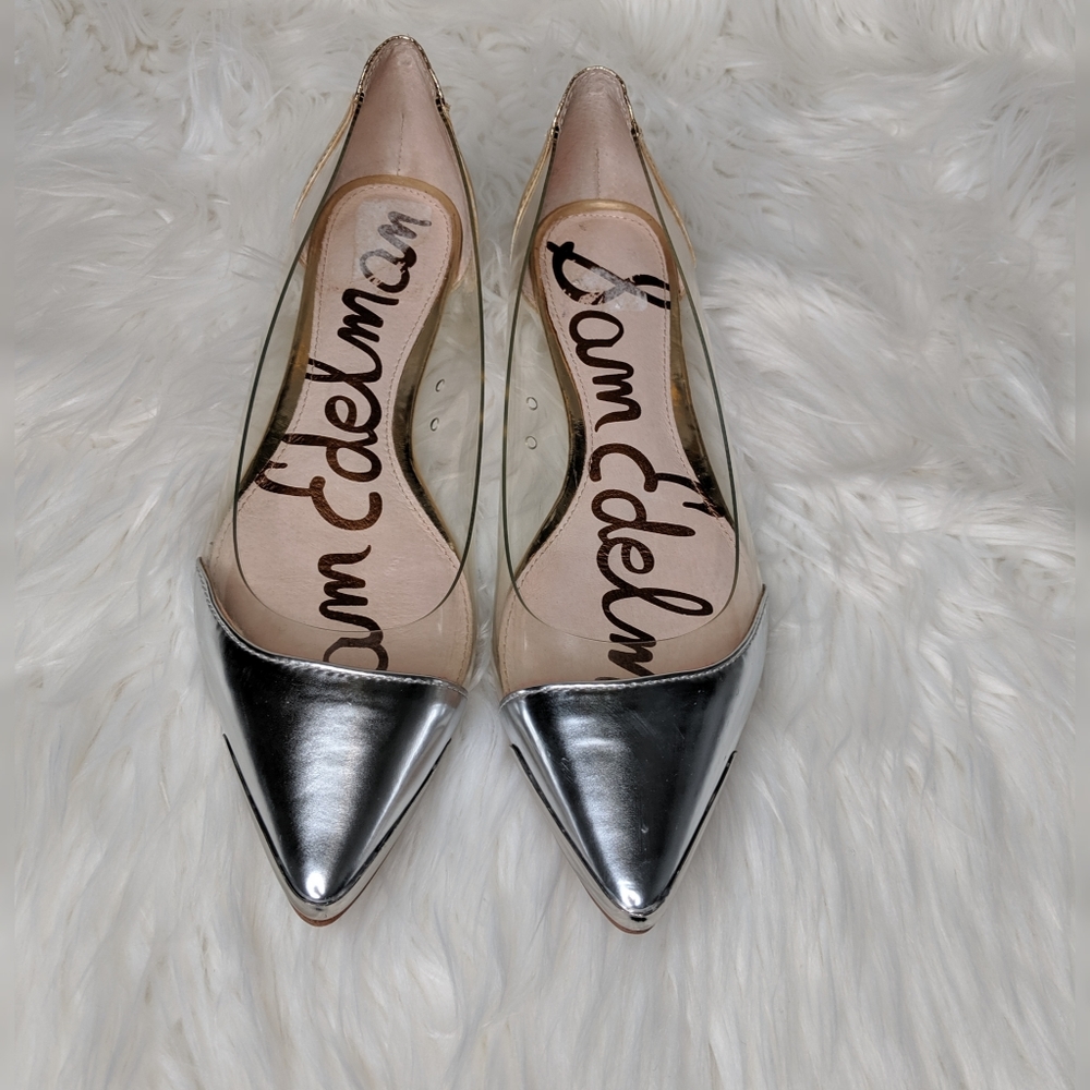 SAM EDELMAN SILVER AND GOLD FLATS